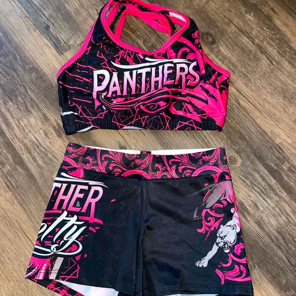 Cheer athletics panthers sports bra set